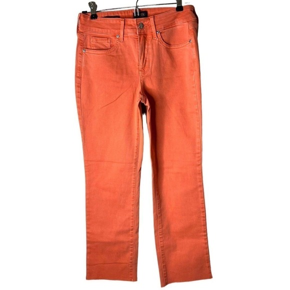 NYDJ Sz 0 Marilyn Ankle Straight Jeans Lift Tuck Technology Stretch Coral NEW - Picture 3 of 16